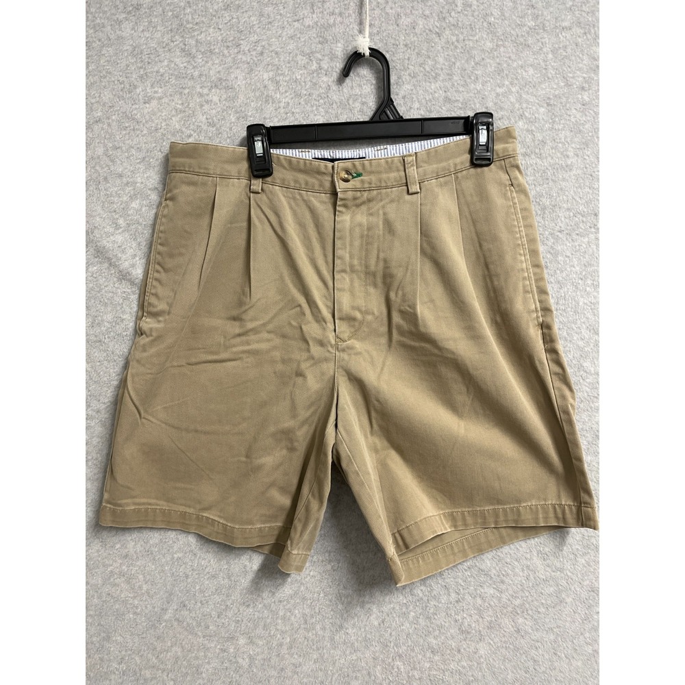 Tommy Hilfiger Chino Shorts Mens 34 Brown Cotton Pleated Front Streetwear Casual